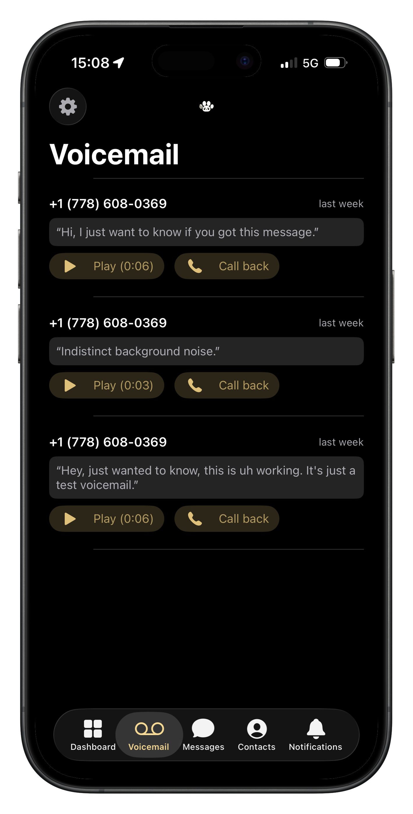 iOS App Voicemails